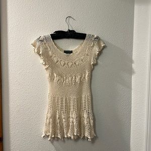 Lauren, jeans, Company, Ralph, Lauren, crocheted, BoHo blouse